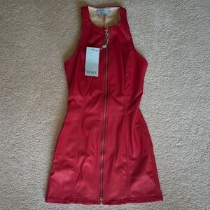 REVICE Red Zip-Front Mini Dress
